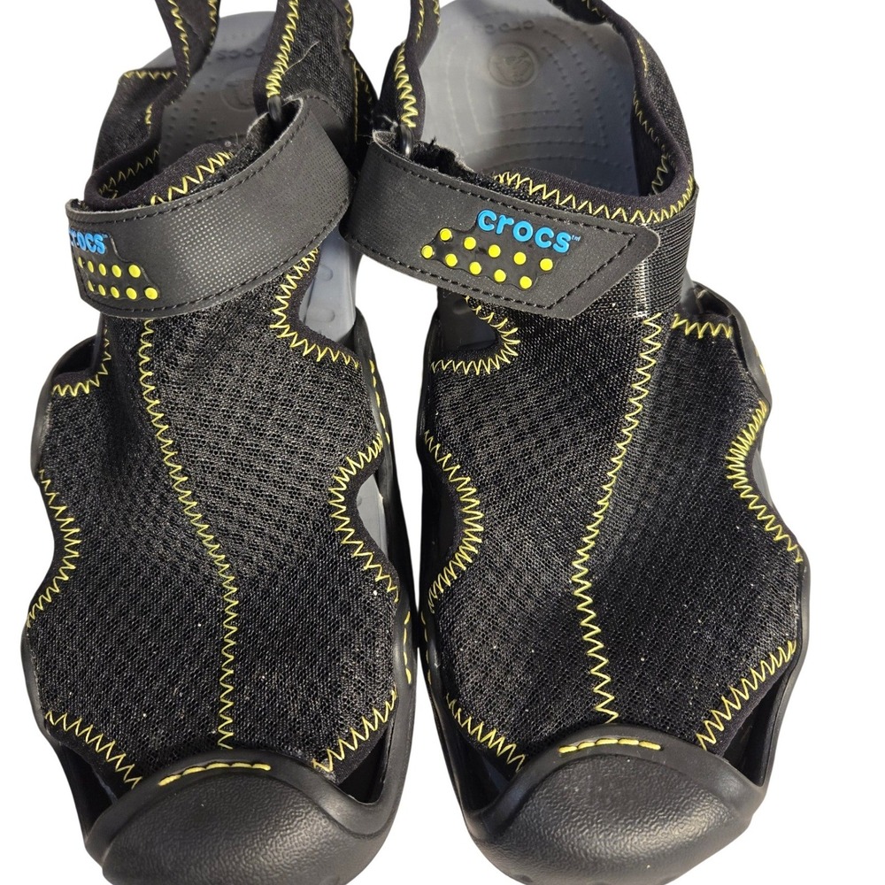 Crocs‎ Swiftwater Mesh Sandals Mens Black Yellow Water Shoes Hiking Outdoor